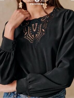 Sezane Black Carlotta Blouse